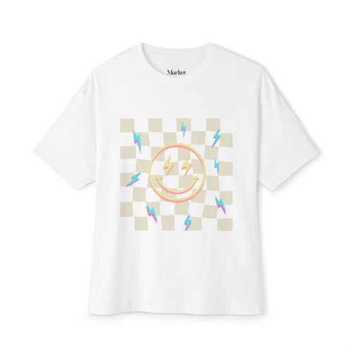 Smiley Face/Lightning Bolt Design - Oversized Tee