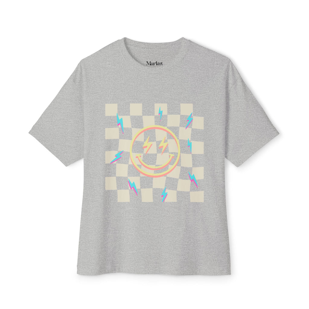 Smiley Face/Lightning Bolt Design - Oversized Tee